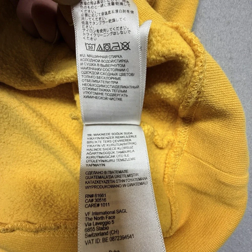The‎ North Face Hoodie Mens Yellow Big Logo Pullover Sweatshirt Large